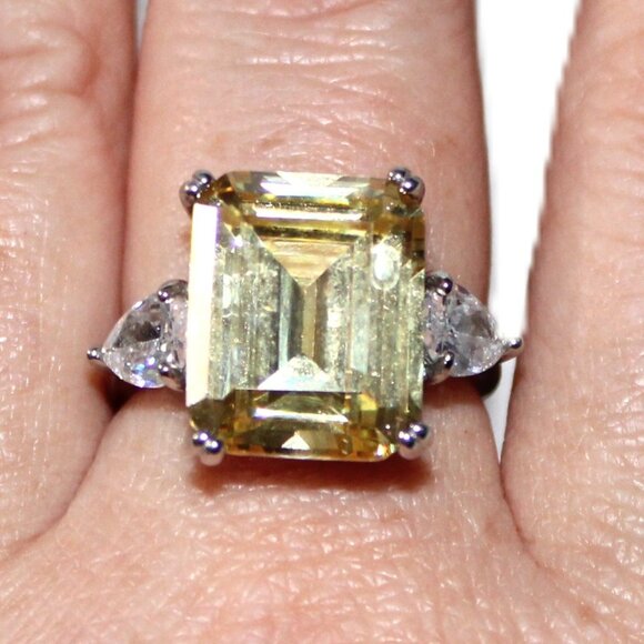 Sterling Silver Yellow & White Cubic Zirconia Ring FZN - Picture 7 of 7